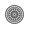 Black line icon for Wheel, automobile and car