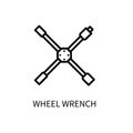 Wheel Key Line Icon In A Simple Style. Equipment for a tire repair shop. Vector sign in a simple style isolated on a Royalty Free Stock Photo