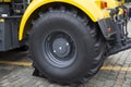 Wheel large rubber agricultural tractor. Mechanical engineering, agriculture