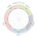 Wheel of life analysis diagram infographic with icon template has 8 steps such as social life, career, finance, family,
