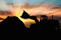 Wheel loader black silhouette Royalty Free Stock Photo