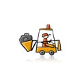 Wheel Loader. Cartoon funny and comic style. Construction equipment. Sketch for your design Royalty Free Stock Photo