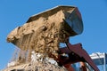 Wheel loader Excavator unloading sand Royalty Free Stock Photo