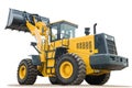 Wheel loader excavator on white background