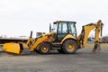 Wheel loader machine on the road Royalty Free Stock Photo