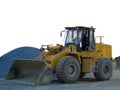 Wheel loader machine unloading sand. Royalty Free Stock Photo