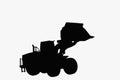 Wheel loader with silhouette ,on  background Royalty Free Stock Photo