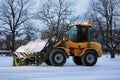 Wheel Loader Snow Removal in the Evening