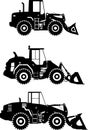 Wheel loaders. Heavy construction machine. Vector