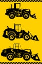 Wheel loaders. Heavy construction machine. Vector