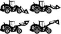 Wheel loaders. Heavy construction machine. Vector