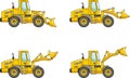 Wheel loaders. Heavy construction machine. Vector illustration