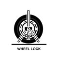 Wheel Lock icon. Car steel wheel lock isolate on background