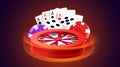 Wheel of luck or fortune. Colorful gambling wheel. Online casino. Banner for internet casino. Big win concept.