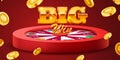 Wheel of luck or fortune. Colorful gambling wheel. Online casino. Banner for internet casino. Big win concept.