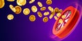 Wheel of luck or fortune. Colorful gambling wheel. Online casino. Banner for internet casino. Big win concept