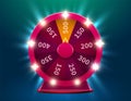 Wheel of luck or fortune. Gamble chance leisure. Colorful gambling wheel. Jackpot prize concept background.