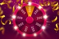 Wheel of luck or fortune. Gamble chance leisure. Colorful gambling wheel. Jackpot prize concept background.