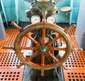 Wheel of a motor boat cockpit Royalty Free Stock Photo