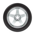 The wheel with a new tire on a white Royalty Free Stock Photo