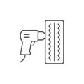 Wheel nut tightening line icon