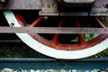 Wheel of an old historic train on rail Royalty Free Stock Photo