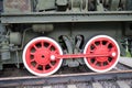 Wheel pair installation-Transporter sea railway artillery TM-3-12 caliber 305 mm, USSR Royalty Free Stock Photo