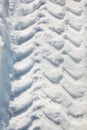 Wheel print on snow Royalty Free Stock Photo