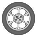 Wheel from racing car icon, black monochrome style Royalty Free Stock Photo