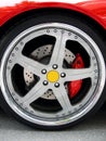 Wheel on a red sport car Royalty Free Stock Photo