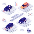 Wheel Replacement Service Isometric Vector Banner