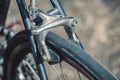 Wheel of retro sports bike with the brakes. Royalty Free Stock Photo