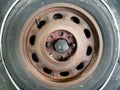 Wheel rims of vintage car Royalty Free Stock Photo