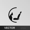 Wheel and seat illustration icon on gray background