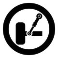 Wheel and shock absorber car suspension system auto service icon in circle round black color vector illustration image solid Royalty Free Stock Photo