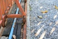 Wheel steel of doors old with rusty close up Royalty Free Stock Photo