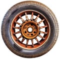 Wheel with Tire and Rusty Rim Isolated on White Background - Generative Ai Royalty Free Stock Photo