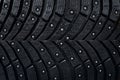 Wheel tire seamless pattern. A close up of a tire protector and studs. Winter tyre texture. Realistic illustration. Black rubber, Royalty Free Stock Photo