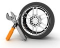 Wheel and Tools Royalty Free Stock Photo