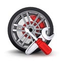 Wheel and tools Royalty Free Stock Photo