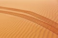 Wheel track on sand in the Sahara Desert