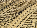 Wheel tracks on country road sand Royalty Free Stock Photo