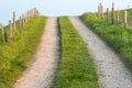 Wheel tracks on a dirt road to a Royalty Free Stock Photo