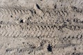 Wheel tracks in the mud, detail footprints Car Royalty Free Stock Photo