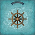 Wheel web icon. Old vintage travel background. Royalty Free Stock Photo
