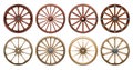 Wheel of west wild isolated realistic set icon. Vector realistic set icon wooden cartwheel. Vector illustration wheel of Royalty Free Stock Photo