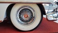 Wheel and white strip tire of 1948 Cadillac Eldorado