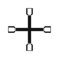 Wheel wrench cross icon, simple style