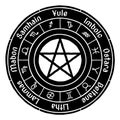 The Wheel of the Year. Cycle of festivals. Wiccan, Pagan calendar. Vector illustration