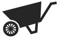 Wheelbarrow black icon. Gardening symbol. Farmer transport